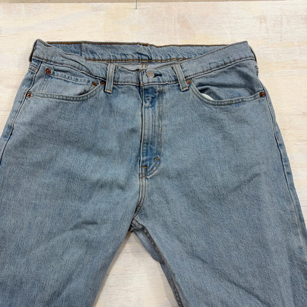 Levis Jeans 505 Regular Fit Straight Leg Light Wash Blue Mens W36 L30